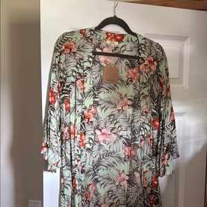 Kori Floral Kimono - Mint Green and Coral